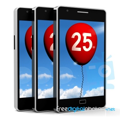 Balloon Shows Twenty-fifth Happy Birthday Celebration Stock Image