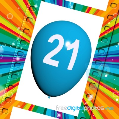 Balloon Shows Twenty-first Happy Birthday Celebrations Stock Image