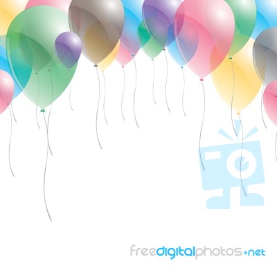 Balloons Background. Balloons On Sky Background. Multicolored Balloons Stock Image