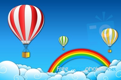 Balloons Flying Over Rainbow Stock Image