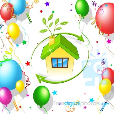 Balloons Home Represents Housing House And Residence Stock Image