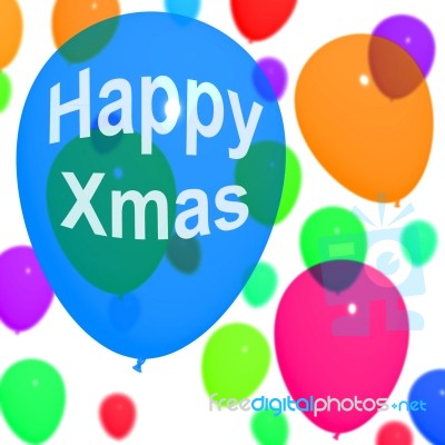 Balloons With Happy Xmas Stock Image