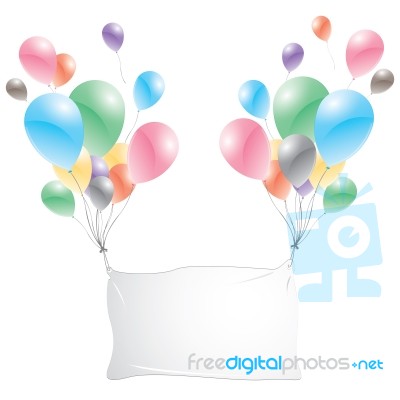 Balloons With White Sign Isolated On White Background. Multicolored Balloons Stock Image