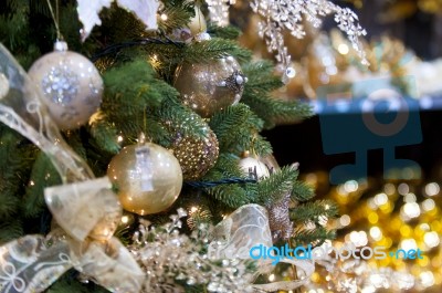 Balls On Christmas Tree Stock Photo