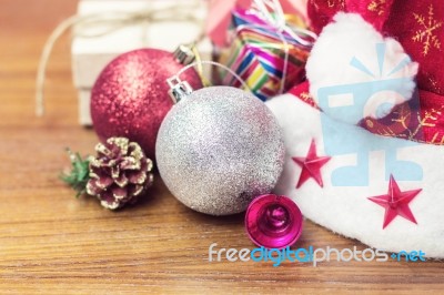 Balls On Wooden Floors Stock Photo