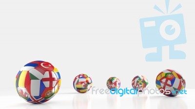 Balls With Europe Countries European Flags.3d Rendering Stock Image