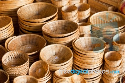 Bamboo Basket Stock Photo