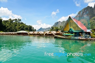 Bamboo Floating Resort Stock Photo