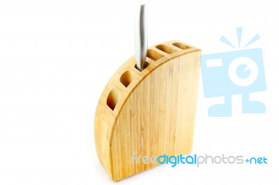 Bamboo Knife Block Stock Photo