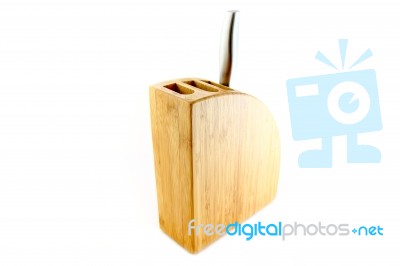 Bamboo Knife Block Stock Photo