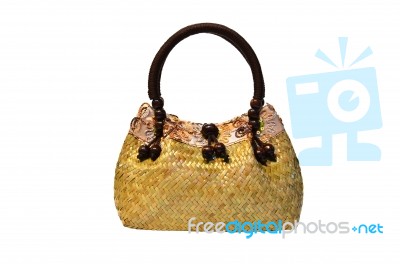 Bamboo Wicker Bag Stock Photo