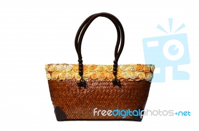 Bamboo Wicker Bag Stock Photo