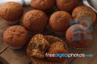 Banana Cake Honey Sweet Pastries Dessert Eating Yummy Bakery Rustic Still Life Stock Photo