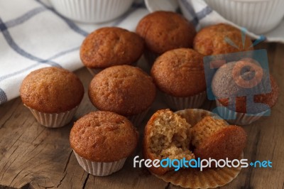 Banana Cake Honey Sweet Pastries Dessert Eating Yummy Bakery Rustic Still Life Stock Photo