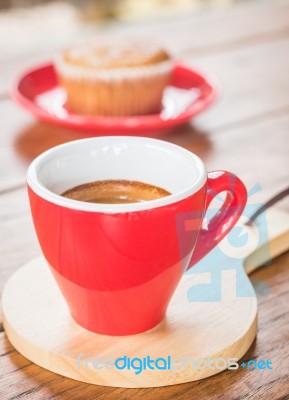 Banana Cup Cake And Espresso Stock Photo