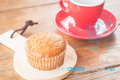 Banana Cup Cake And Espresso Stock Photo