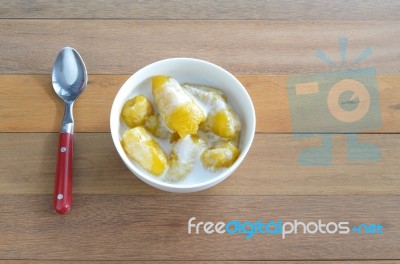 Banana In Syrup Stock Photo