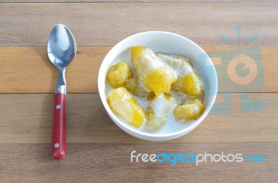 Banana In Syrup Stock Photo