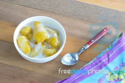 Banana In Syrup Stock Photo