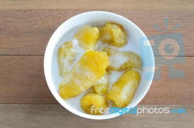 Banana In Syrup Stock Photo