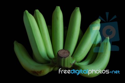 Banana On Black Background Stock Photo