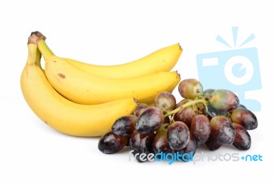 Bananas And Grapes Stock Photo