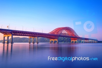 Banghwa Bridge And Han River In Seoul,korea Stock Photo