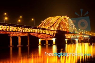 Banghwa Bridge At Night In Seoul,korea Stock Photo