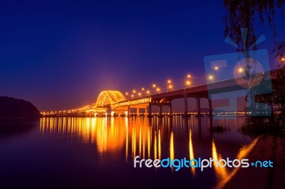 Banghwa Bridge At Night In Seoul,korea Stock Photo