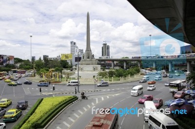 Bangkok -april 16: View On The Victory Monument The Big Military… Stock Photo