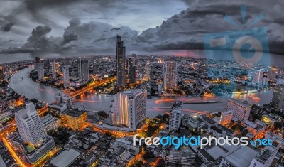 Bangkok At Dusk Stock Photo