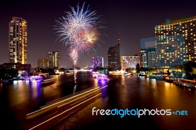 Bangkok, Capital City Of Thailand At Night Stock Photo