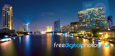 Bangkok City At Night Time Stock Photo