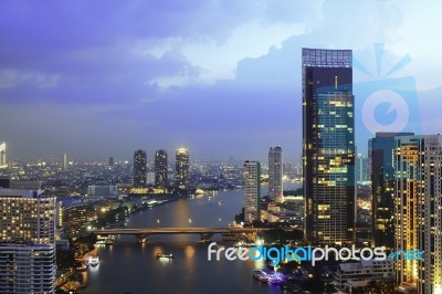 Bangkok City At Twilight Stock Photo