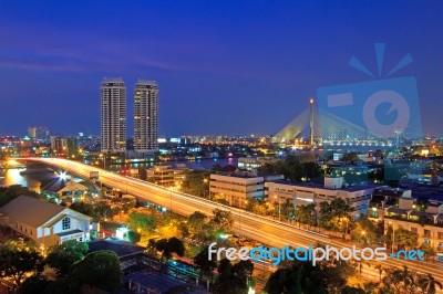 Bangkok City At Twilight Stock Photo