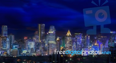 Bangkok City Night View Stock Photo