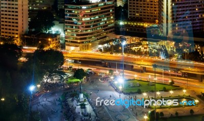 Bangkok Cityscape In Night Stock Photo