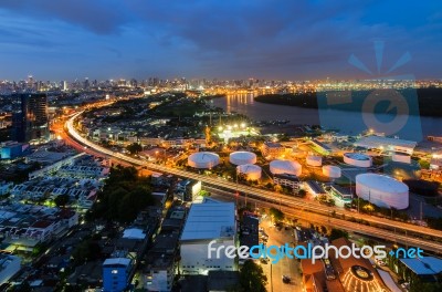 Bangkok Cityscape With Curve Line Stock Photo