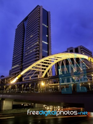 Bangkok Downtown Square Buildings Stock Photo