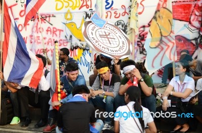 Bangkok - November 11, 2013 : The Protest Against The Amnesty Bi… Stock Photo