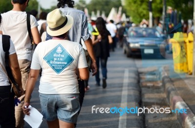 Bangkok - November 11, 2013 : The Protest Against The Amnesty Bi… Stock Photo