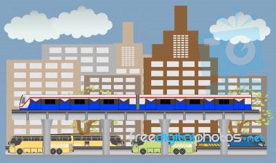 Bangkok Sky Train Graphic, Bts Stock Image