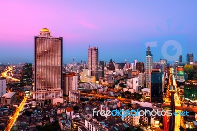 Bangkok Skyline At Night Stock Photo