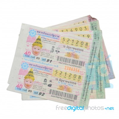 Bangkok, Thailand - June 28, 2016: Thai Government Lottery On White Background Stock Photo