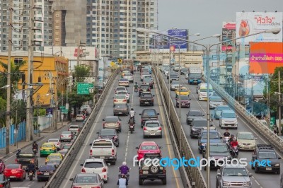 Bangkok, Thailand - June 31, 2016: Traffic Reaches Gridlock On A… Stock Photo