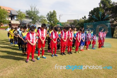 Bangkok, Thailand - Nov 2016: In The Nov 23, 2016. Youth Soccer Match, In Pieamsuwan Elementary School Stock Photo