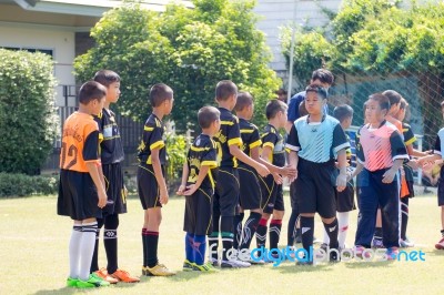 Bangkok, Thailand - Nov 2016: In The Nov 23, 2016. Youth Soccer Match, In Pieamsuwan Elementary School Stock Photo