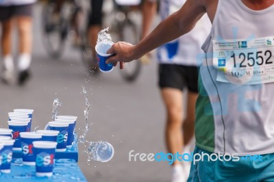 Bangkok, Thailand - November 17 : Unidentified Runner Catching U… Stock Photo