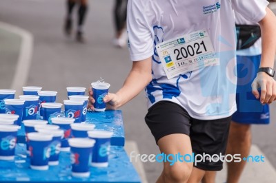 Bangkok, Thailand - November 17 : Unidentified Runner Catching U… Stock Photo