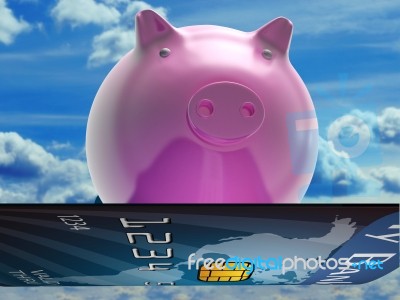 Bank Card Pig Shows Investment And Money Stock Image